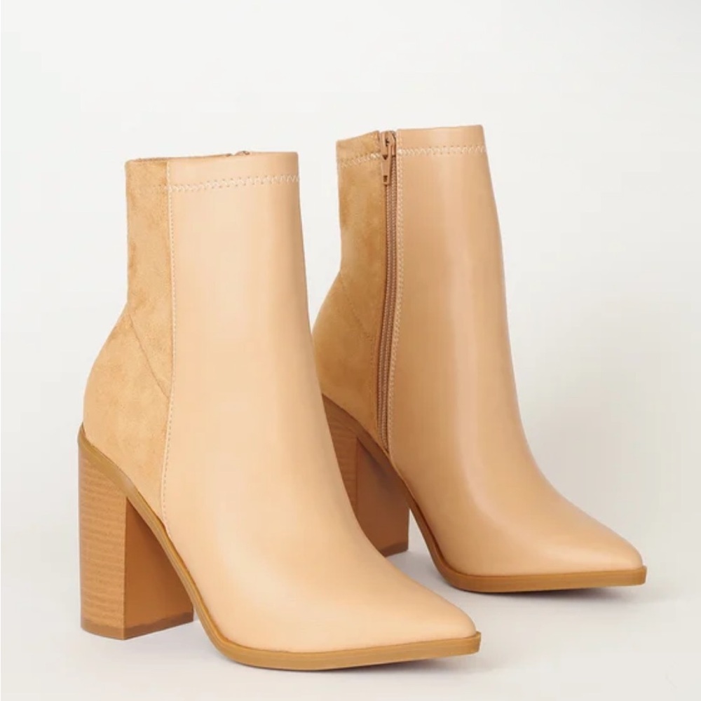 New Lulus Essex Light Nude Mid-Calf Booties Size 11